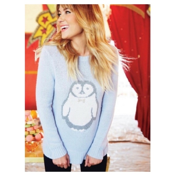 LC Lauren Conrad Blue Penguin Winter Cozy Soft Pullover Knit Sweater - Picture 6 of 8